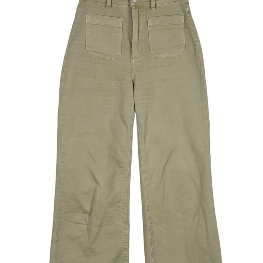 Olive Green Wide-Leg Pants